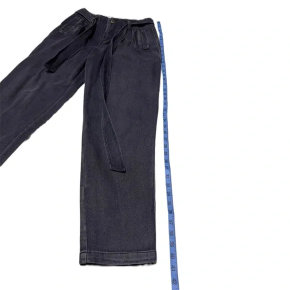 NWT VERY J Belted Bow Zip Button Relaxed fit Baggy Black Denim Jeans - Picture 5 of 7